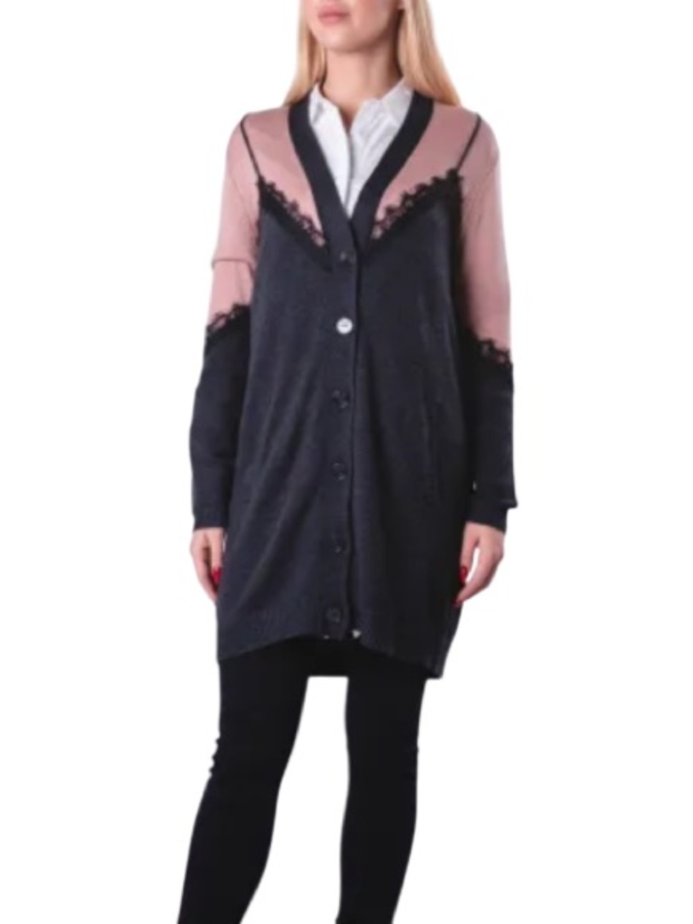 Pinko Alsobia Lingerie Lace Slip Cardigan